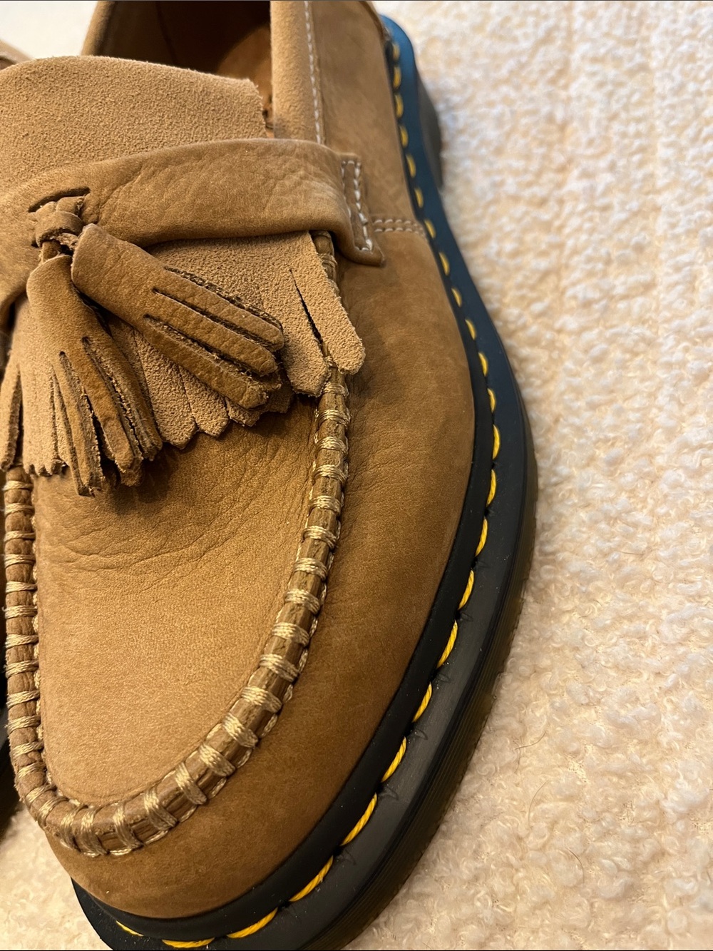 Dr. Martens AirWair Two-Tone Tan Suede Tassel Unisex Loafers